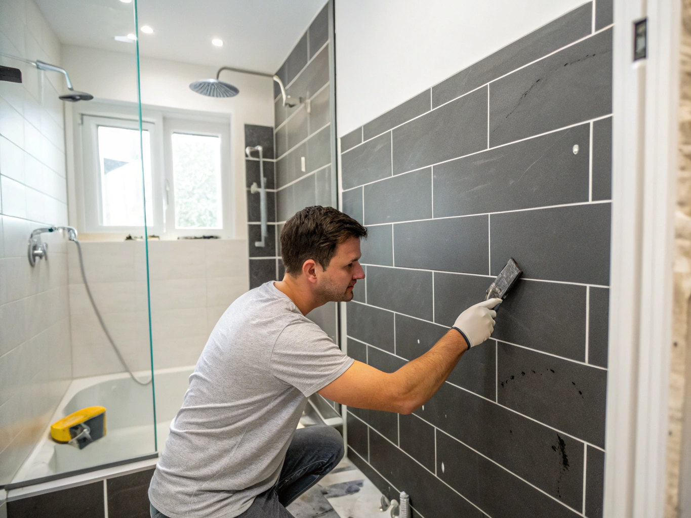Professional tile installation work