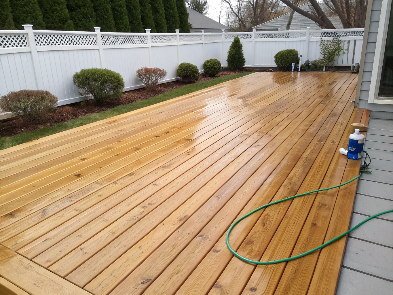 Wood deck cleaning and surface renewal
